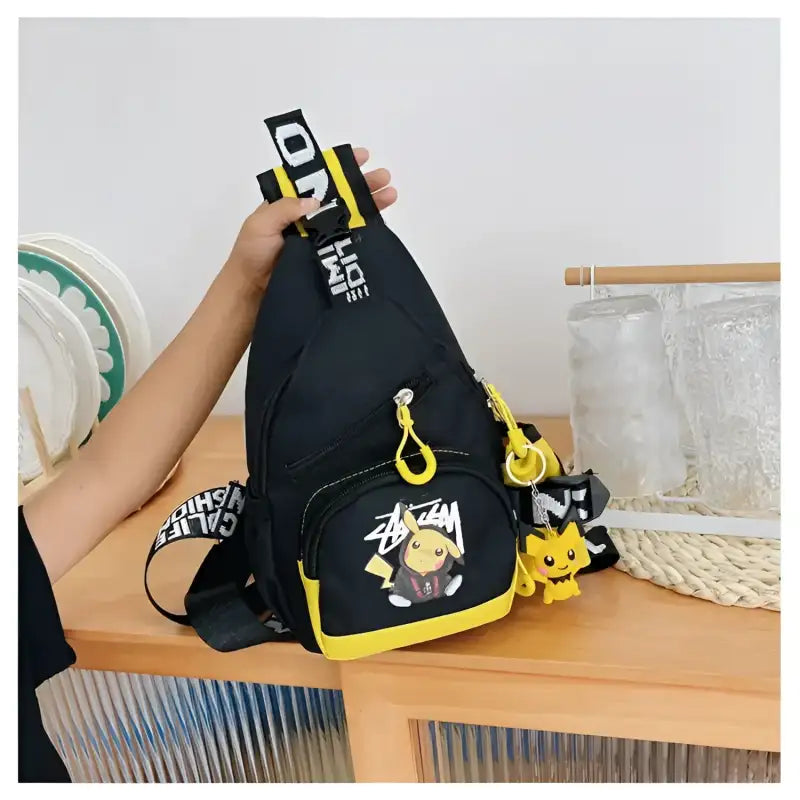 Black and yellow Pikachu sling bag.