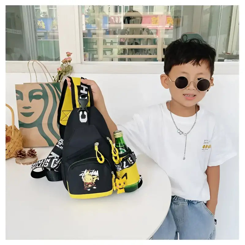 Black and yellow Pikachu sling bag.