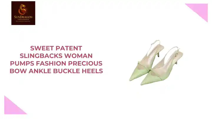 Sweet Patent Slingbacks Woman Pumps Fashion Precious Bow Ankle Buckle Heels by@Outfy