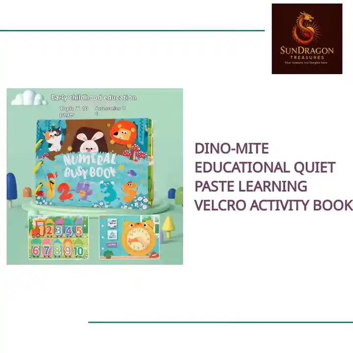 Dino-mite educational quiet paste learning velcro activity book by@Outfy