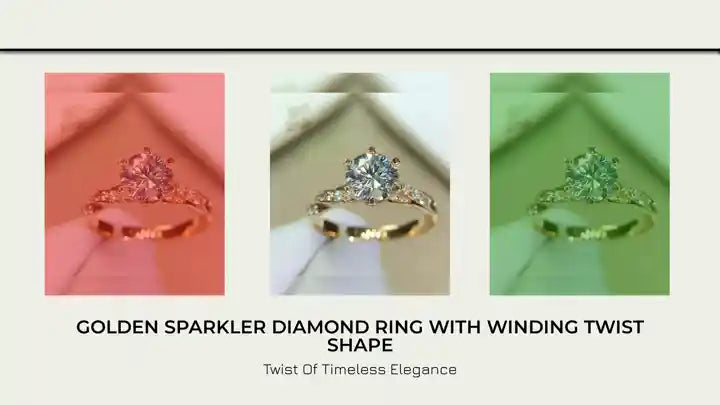 Golden Sparkler Diamond Ring with Winding Twist Shape by@Outfy