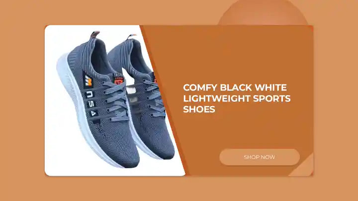 Comfy Black White Lightweight Sports Shoes by@Outfy
