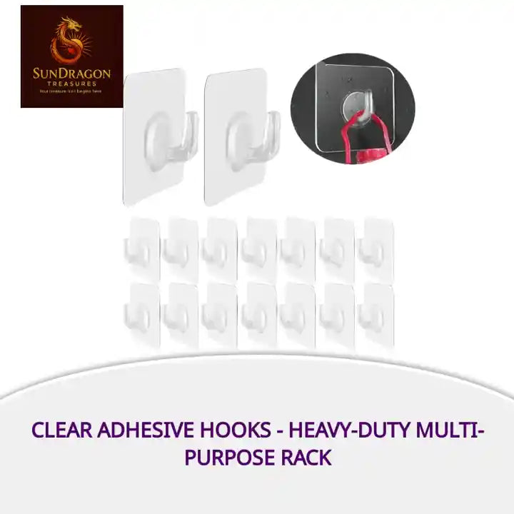 Clear Adhesive Hooks - Heavy-Duty Multi-Purpose Rack by@Outfy