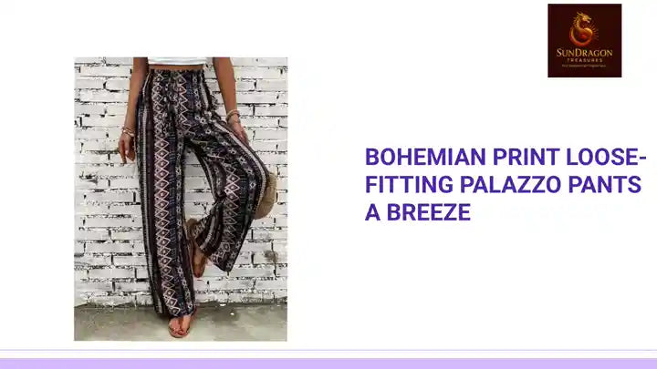 Bohemian Print Loose-Fitting Palazzo Pants a Breeze by@Outfy