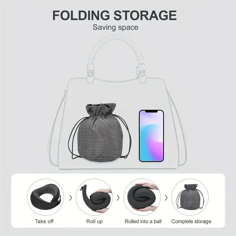 1pc Travel Pillow Pure Memory Foam Neck Pillow Comfortable & Breathable Cover Machine Washable Airplane Travel Kit