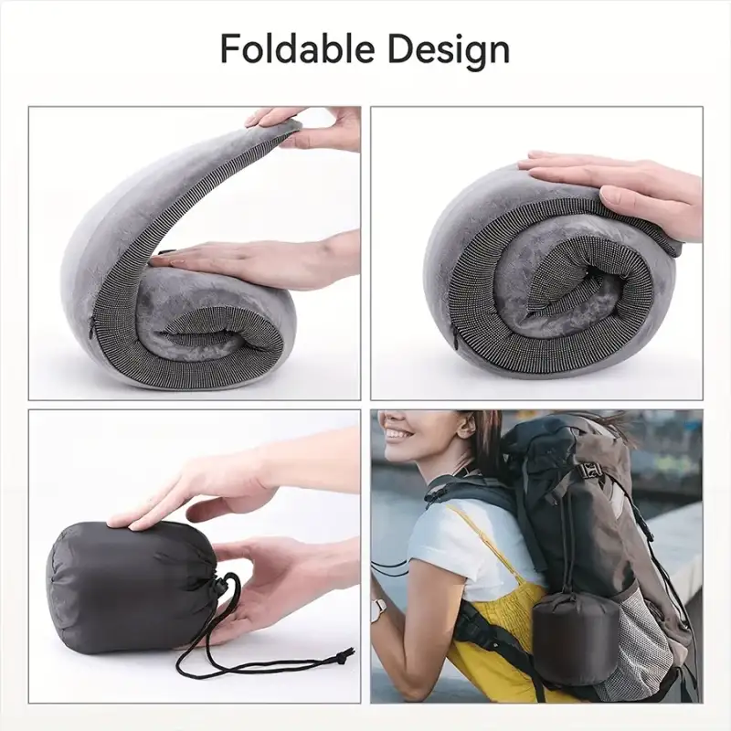 1pc Travel Pillow Pure Memory Foam Neck Pillow Comfortable & Breathable Cover Machine Washable Airplane Travel Kit