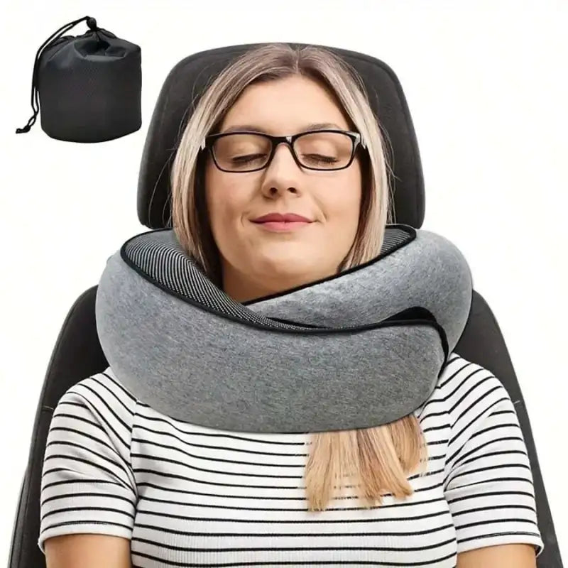 1pc Travel Pillow Pure Memory Foam Neck Pillow Comfortable & Breathable Cover Machine Washable Airplane Travel Kit