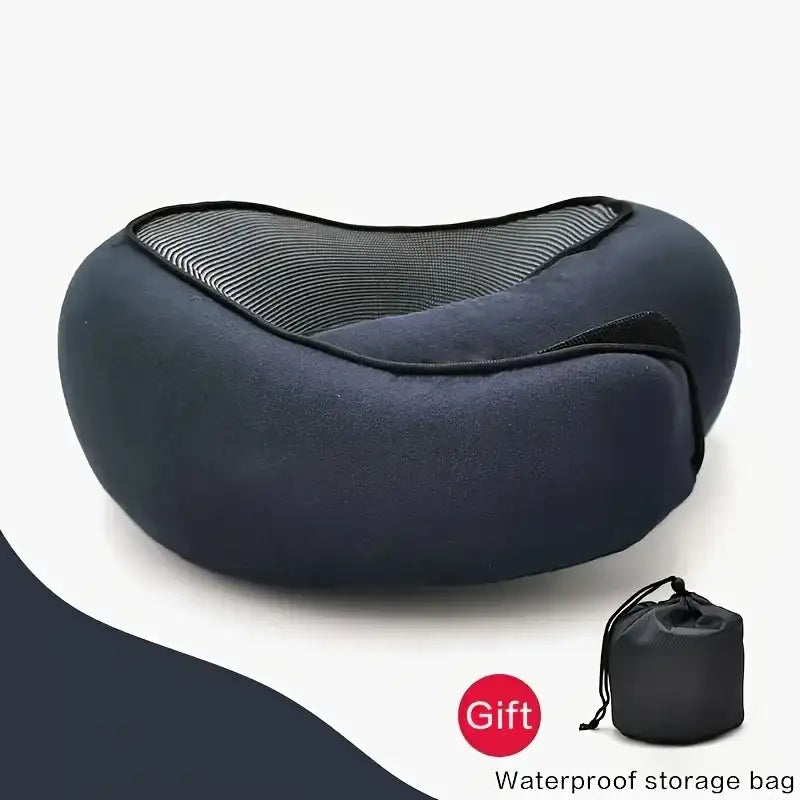 1pc Travel Pillow Pure Memory Foam Neck Pillow Comfortable & Breathable Cover Machine Washable Airplane Travel Kit