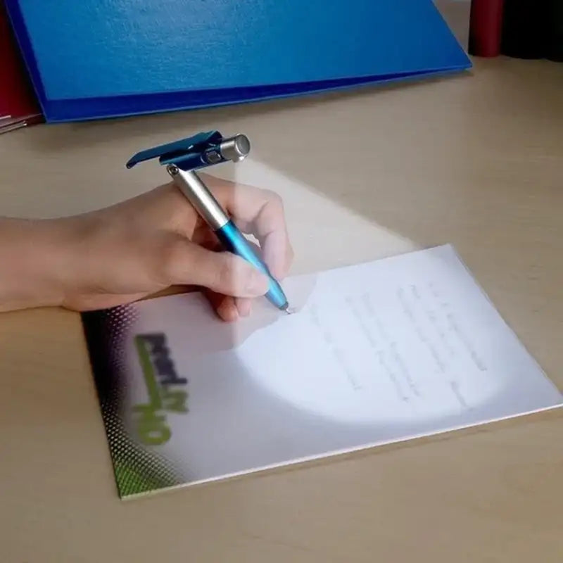 4 IN 1 Multifunction Touch Pen Ballpoint Pens with LED Light Folding Stand for Phone Holder Night Reading Stationery