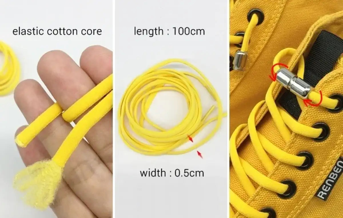 100cm Elastic No Tie Shoelaces Metal Lock Shoe Laces For Kids Adult Sneakers Quick Shoelaces Semicircle Shoestrings