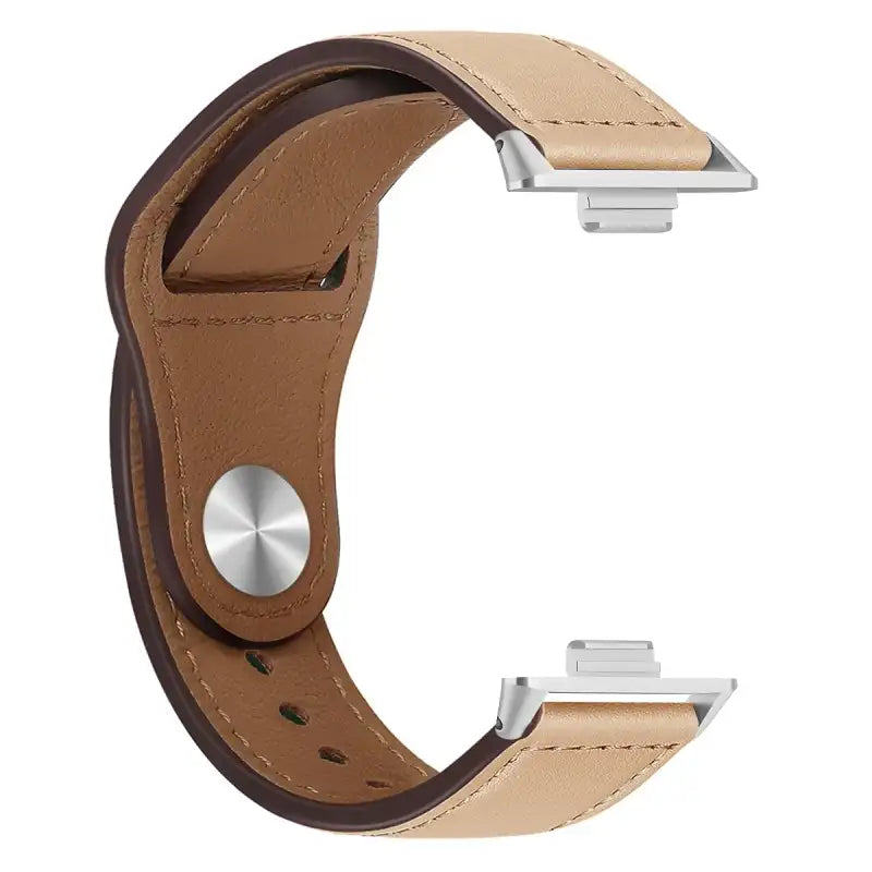 Tan leather watch band.