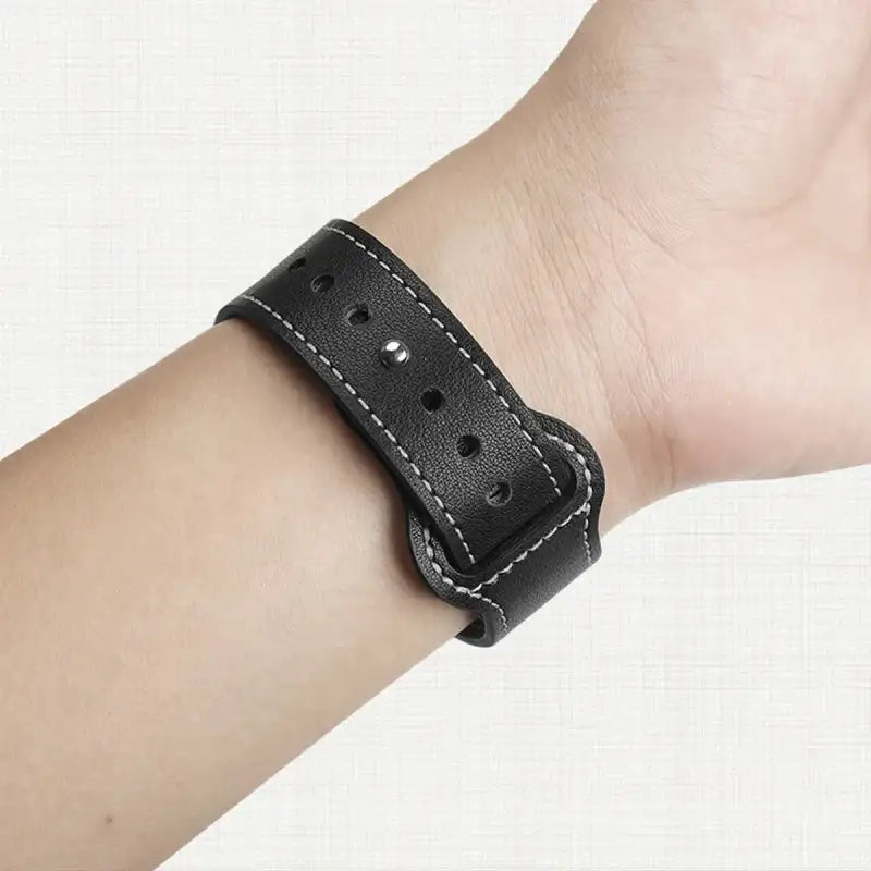 Black leather watch band.