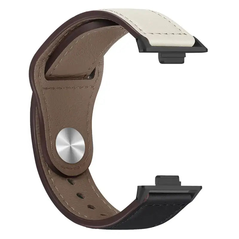 Two-toned leather watch band.