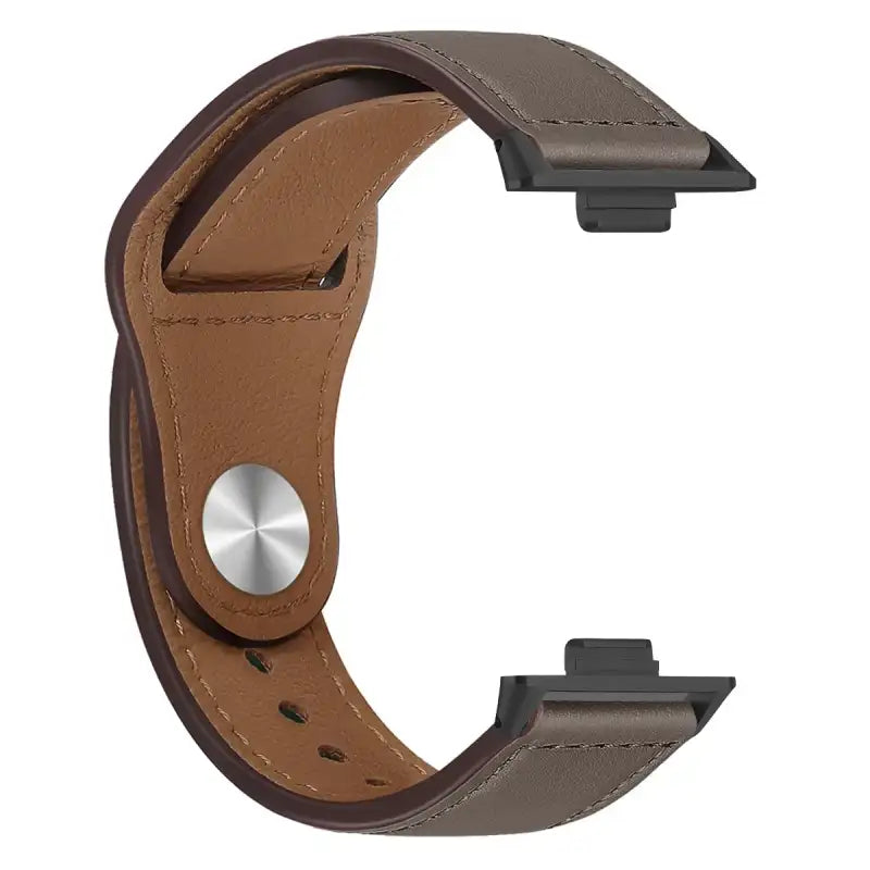 Brown leather watch band.
