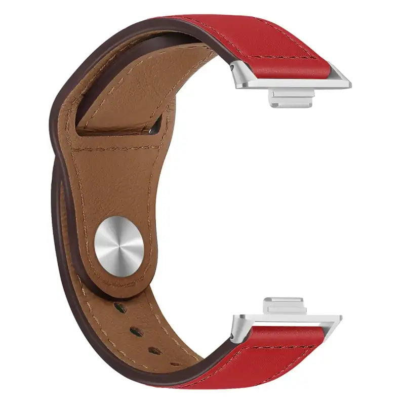 Red and brown leather watch band.