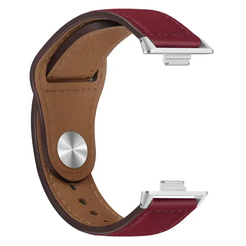 Burgundy leather watch band.