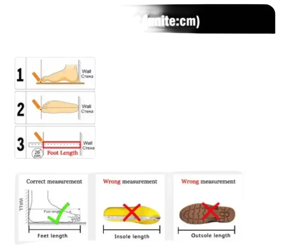 Foot measurement guide.