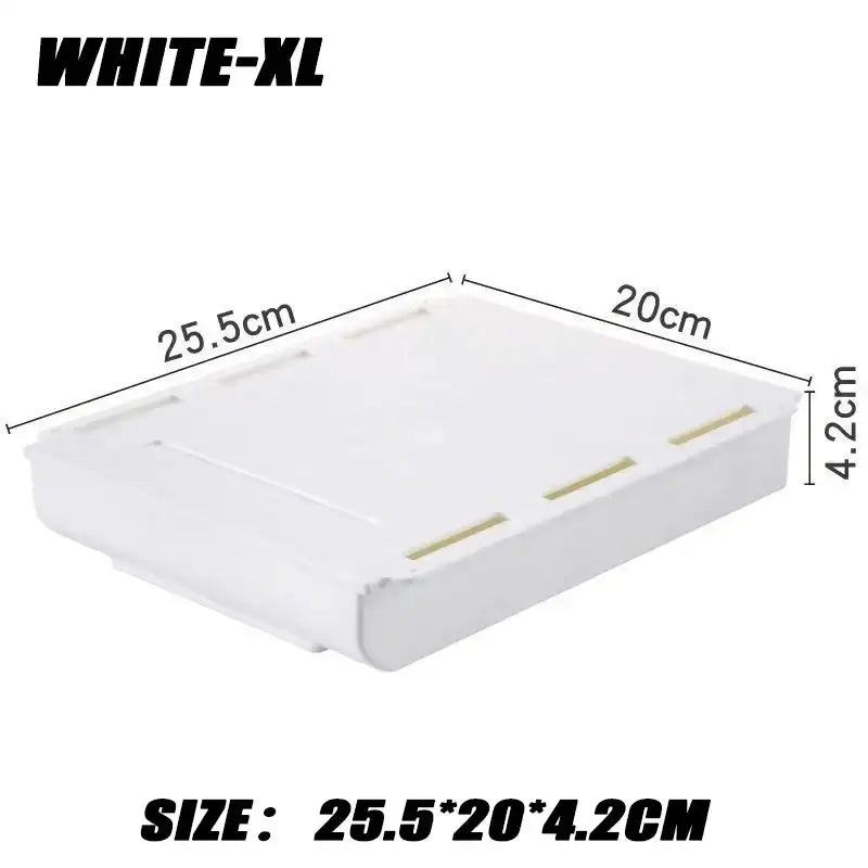 2pc White SelfAdhesive Storage Drawer Box Makeup Pencil Tray Desk Hidden Under Desk Stand Self-adhesive Under-drawer