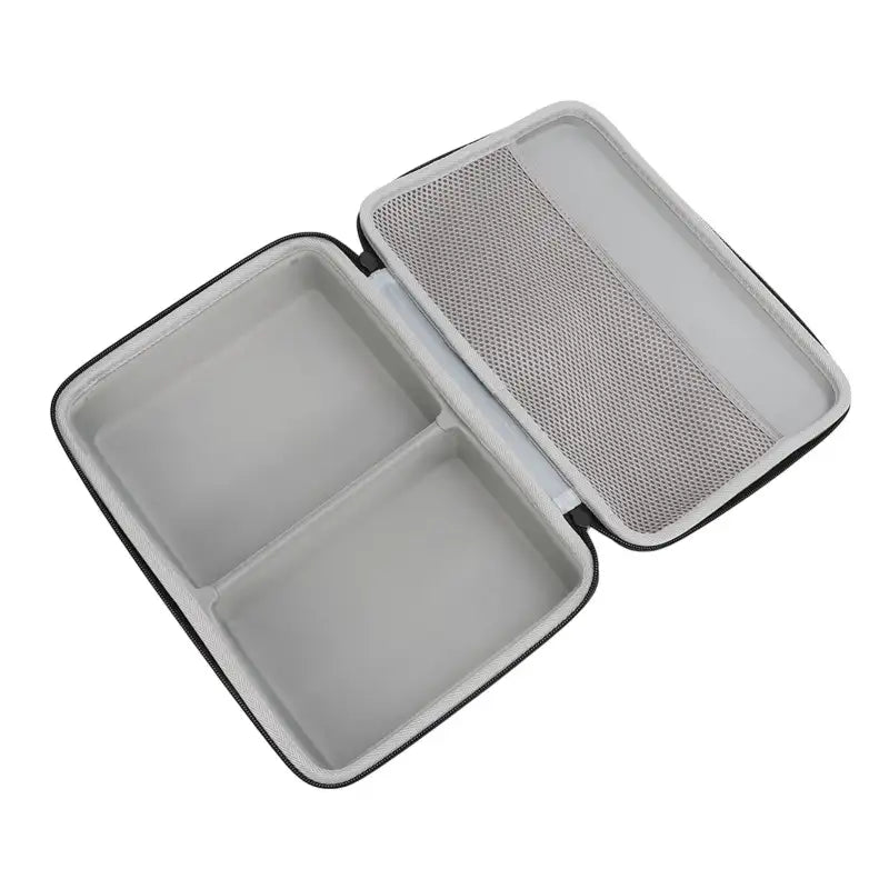 Open black carrying case.
