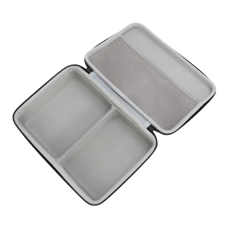 Open black carrying case.