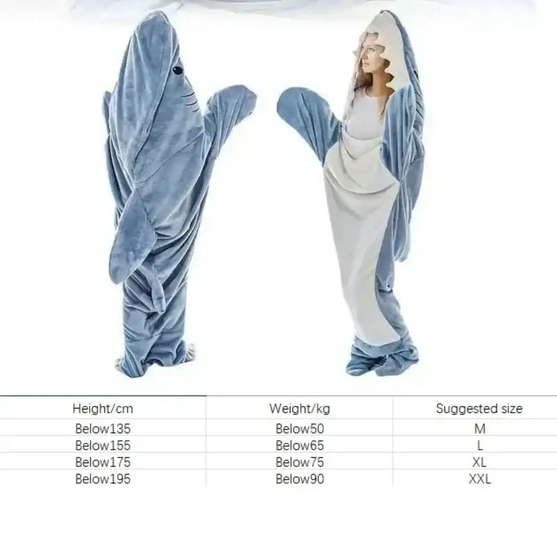 Cartoon Shark Blanket Plaid Women Pajamas Sleeping Bag Robe Shark Blanket Megalodon Gown Adult Homewear Plaid Comfy
