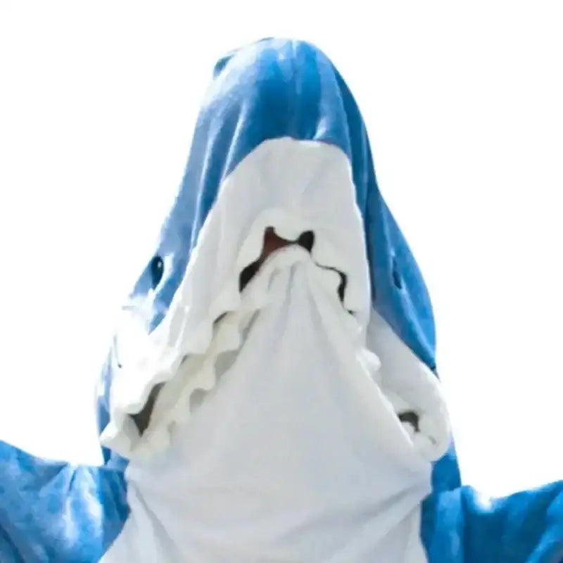Cartoon Shark Blanket Plaid Women Pajamas Sleeping Bag Robe Shark Blanket Megalodon Gown Adult Homewear Plaid Comfy