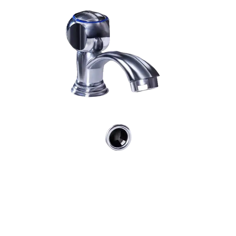 Chrome bathroom faucet.