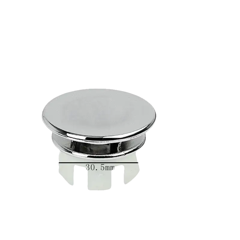 Chrome sink stopper with dimensions.