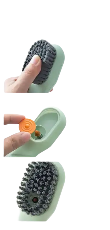 Laundry brush with liquid dispenser.