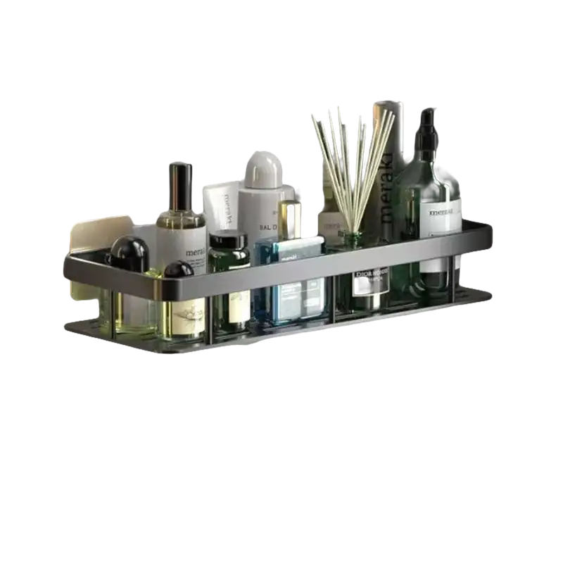 Wall-mounted bathroom shelf with toiletries for trendy kitchen storage organizer setup