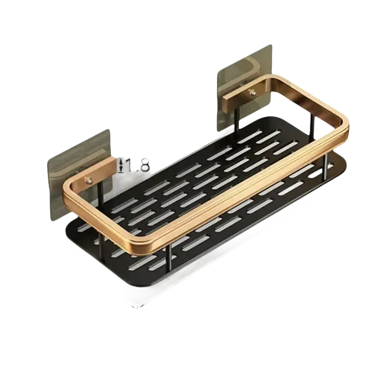 Gold and black trendy bathroom shelf perfect for stylish bathroom and kitchen storage
