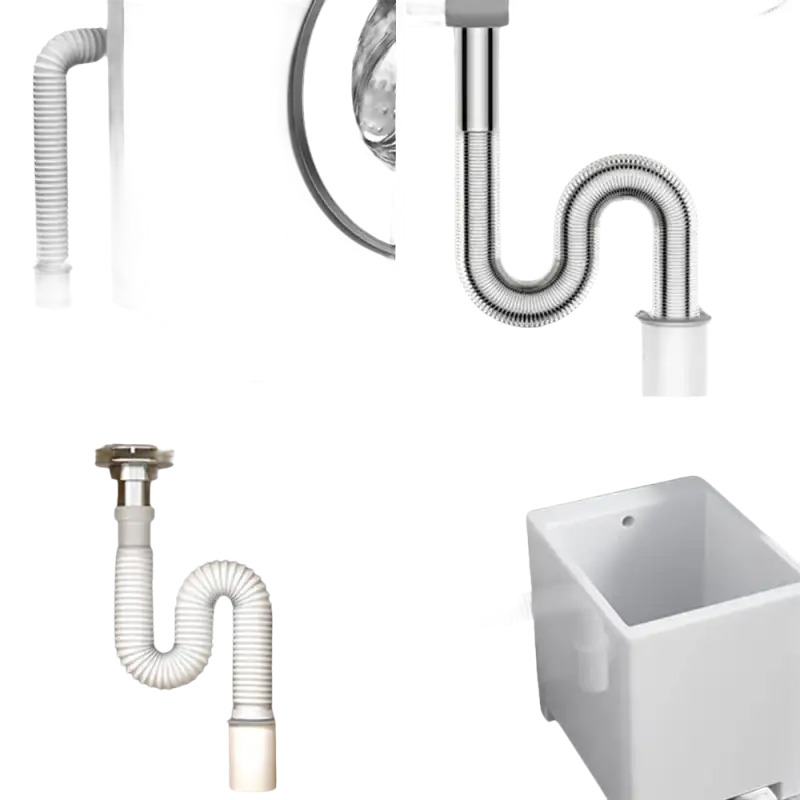 Flexible corrugated drain pipes.