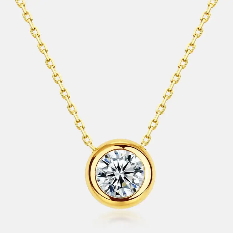 Silver Clavicle Chain Pendant - Women’s Classic - 10k Golden Swimming Paint / 925 Silver