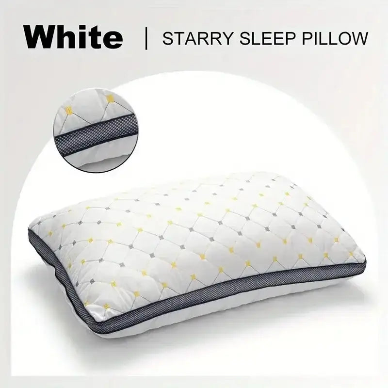 Full Sky Star Embroidered Fiber Pillow Core for Neck Protection Quick Rebound Not Easy to Deform Not Collapsing