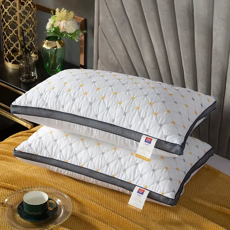 Full Sky Star Embroidered Fiber Pillow Core for Neck Protection Quick Rebound Not Easy to Deform Not Collapsing