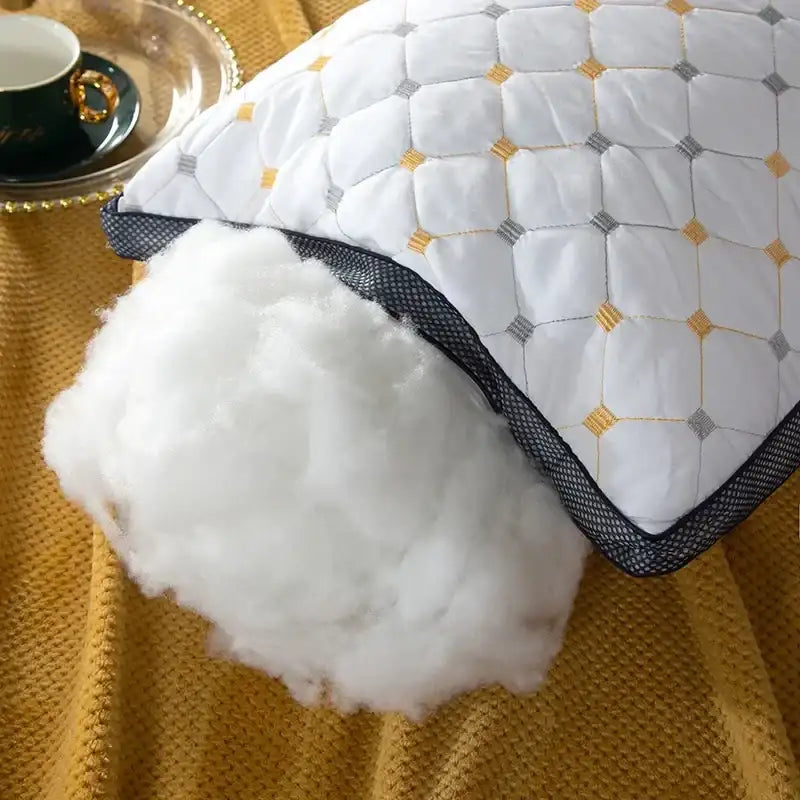 Full Sky Star Embroidered Fiber Pillow Core for Neck Protection Quick Rebound Not Easy to Deform Not Collapsing