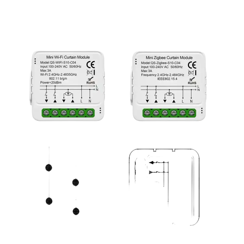 Wiring diagrams for mini curtain modules.
