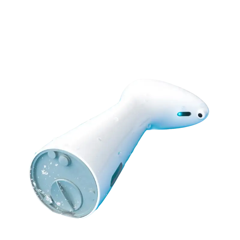 White automatic soap dispenser.