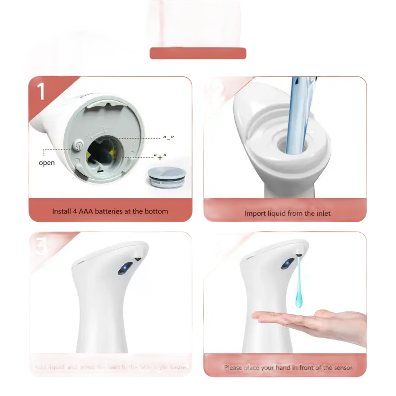 Automatic soap dispenser instructions.