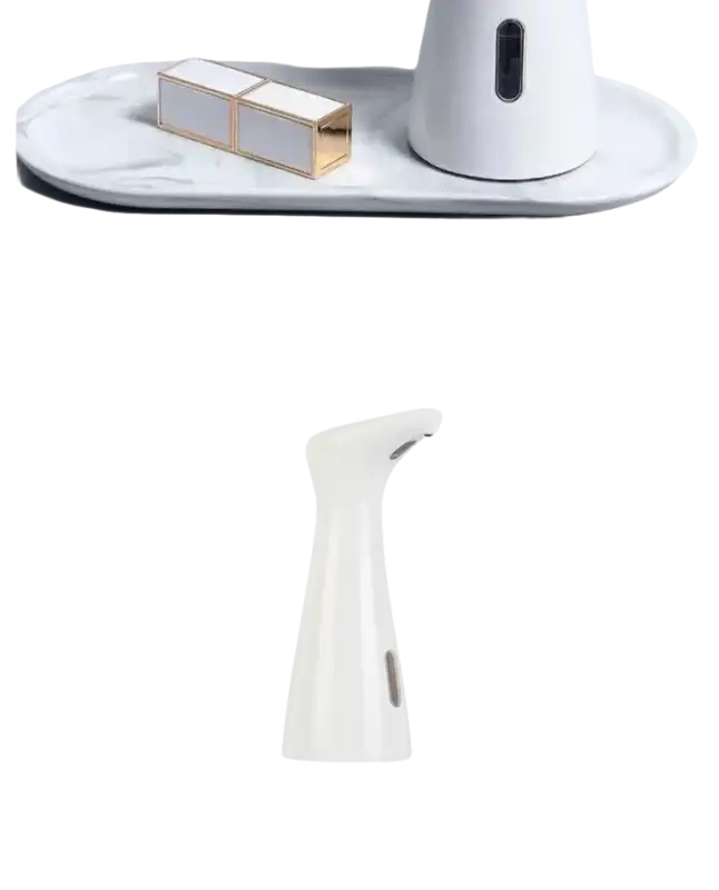 White automatic soap dispenser.