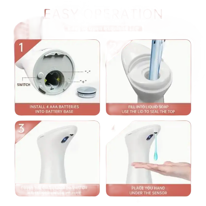 Automatic soap dispenser instructions.
