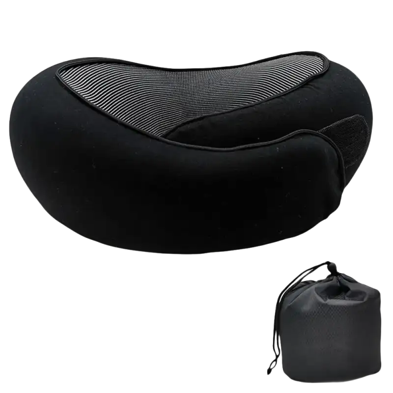 Black Snailrest Memory Foam Travel Neck Pillow with Carrying Bag for comfy trips