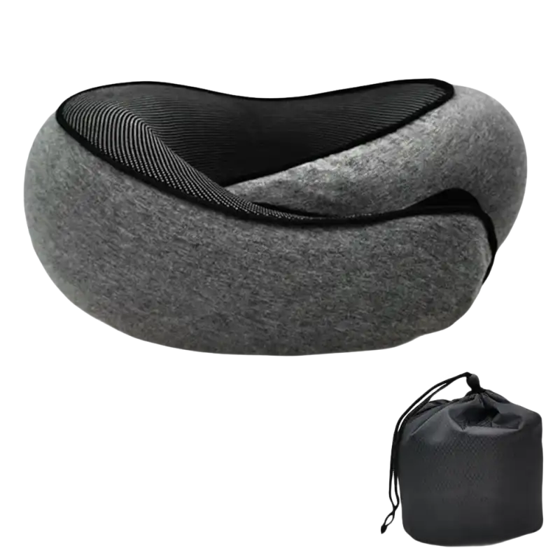 Gray Snailrest Memory Foam Travel Neck Pillow with storage bag for cozy trips