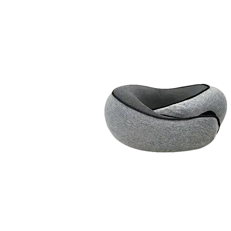 Gray Snailrest Memory Foam Travel Neck Pillow with black and white striped interior