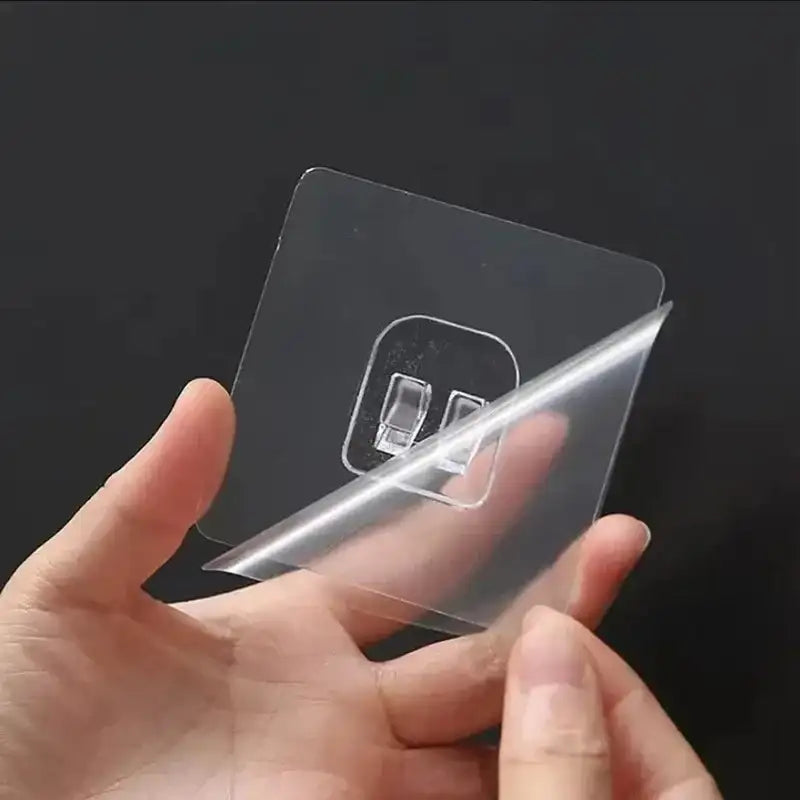 10pcs Transparent Self-Adhesive Hook Hanger Wall Storage Rack Fixing Patch Strong No-Punch Snaps For Kitchen Bathroom