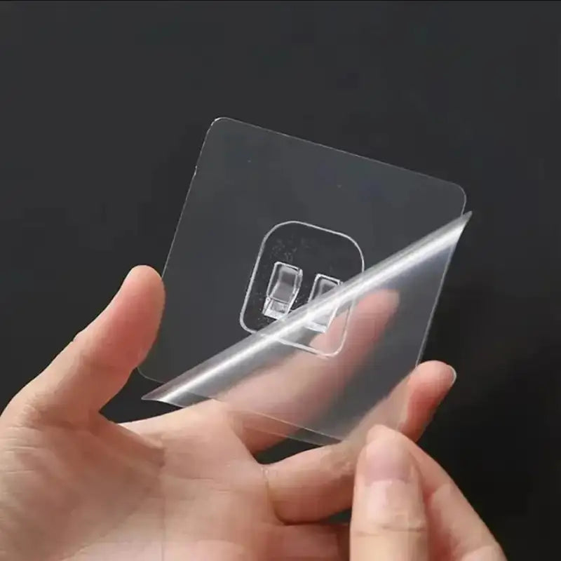 10pcs Transparent Self-Adhesive Hook Hanger Wall Storage Rack Fixing Patch Strong No-Punch Snaps For Kitchen Bathroom