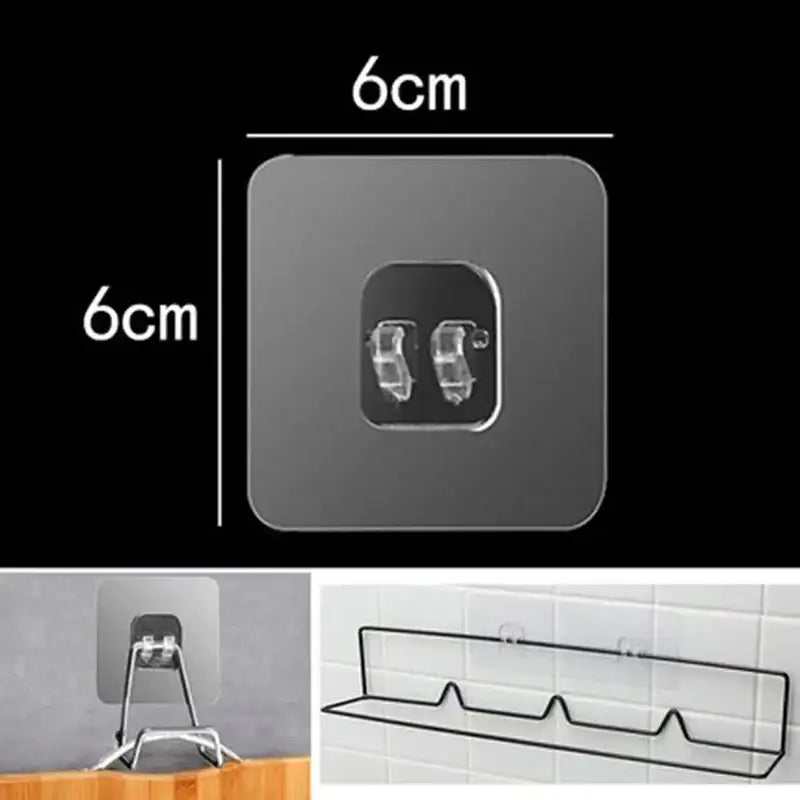 10pcs Transparent Self-Adhesive Hook Hanger Wall Storage Rack Fixing Patch Strong No-Punch Snaps For Kitchen Bathroom