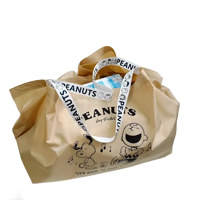 Peanuts-themed tote bag.
