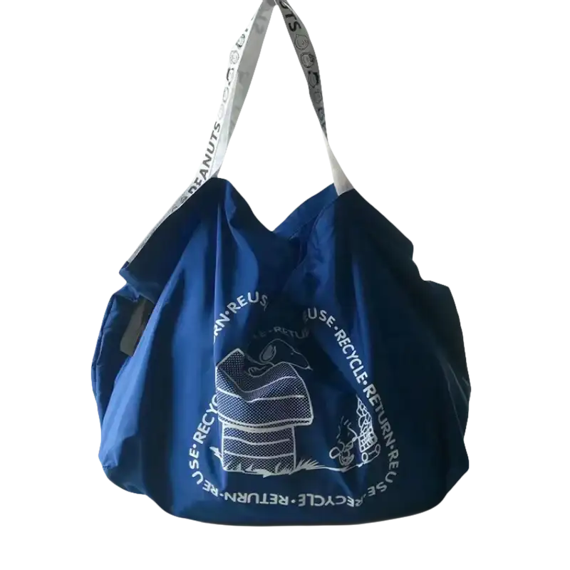 Blue reusable shopping bag.