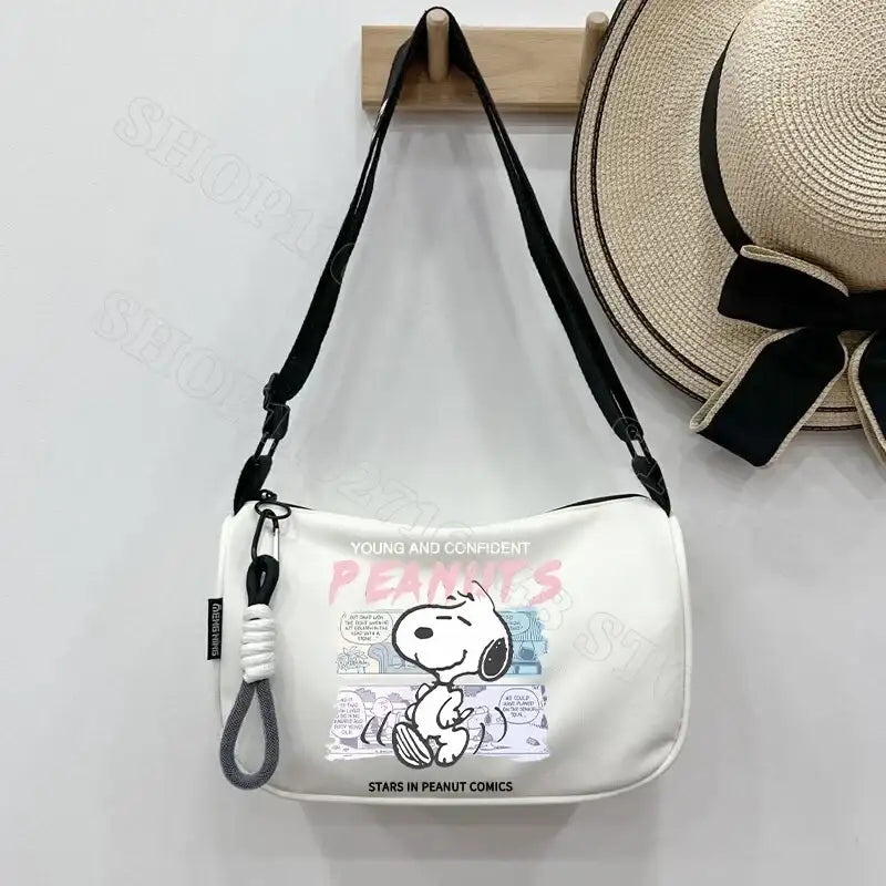 White Snoopy shoulder bag.